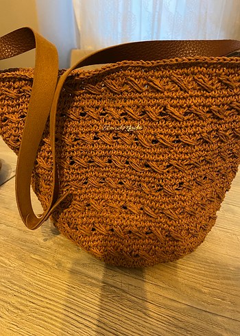 Bohem Örgü Kahverengi Kadın Çanta - Görsel 2