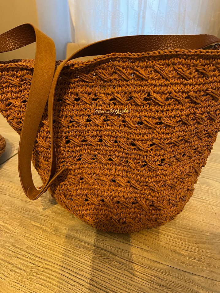 Bohem Örgü Kahverengi Kadın Çanta - Görsel 2