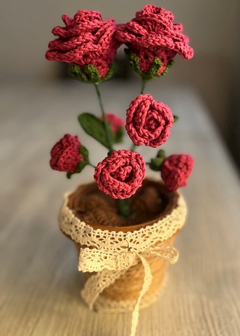 Bohem Tarzı El Yapımı Örgü Güller - Görsel 3