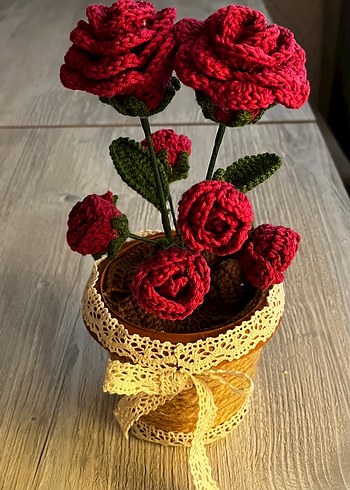 Bohem Tarzı El Yapımı Örgü Güller - Görsel 2