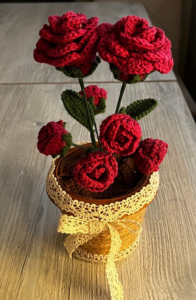 Bohem Tarzı El Yapımı Örgü Güller - Görsel 2