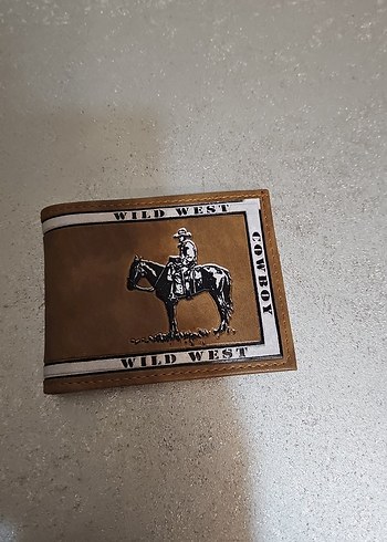 Kahverengi Vintage Kovboy Baskılı Erkek Cüzdanı - Görsel 3
