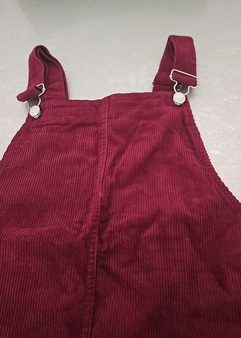 Bordo Kadın Midi Kısa Tulum - Görsel 3