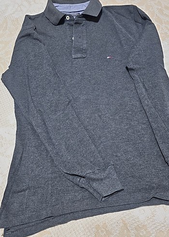 Erkek Gri Uzun Kollu Polo Tişört - Görsel 2