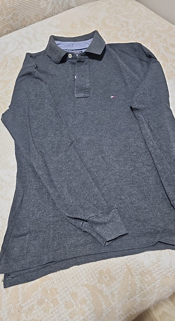 Erkek Gri Uzun Kollu Polo Tişört - Görsel 2