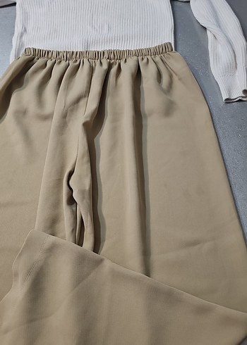 Bej Pilili Kadın Kumaş Pantolon - Görsel 3