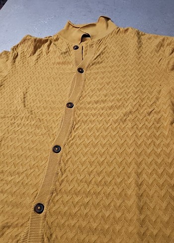 Düğmeli Kahverengi Kısa Kollu Erkek Hırka - Görsel 3