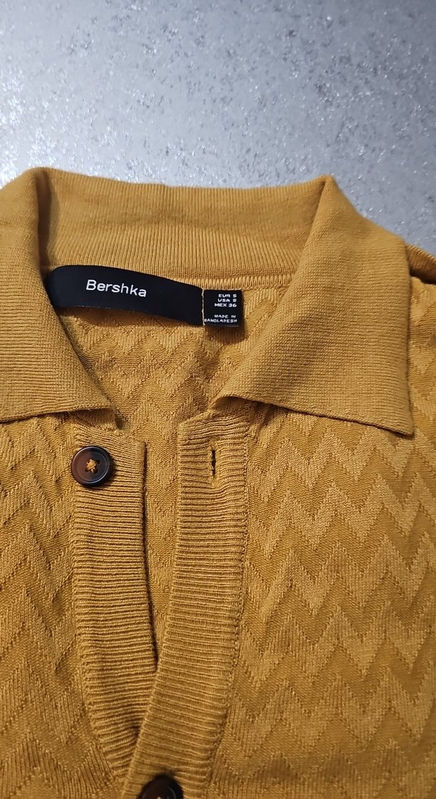 Düğmeli Kahverengi Kısa Kollu Erkek Hırka - Görsel 2