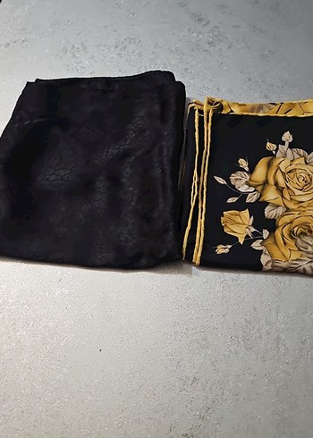 Siyah Vintage Kadın İpek Şal - Görsel 2