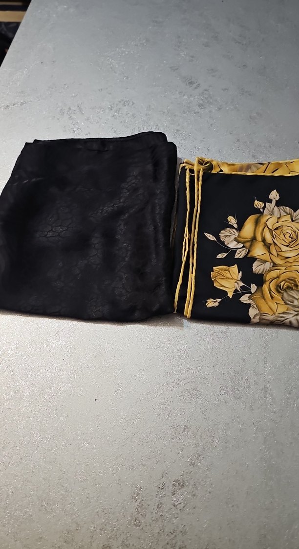 Siyah Vintage Kadın İpek Şal - Görsel 2