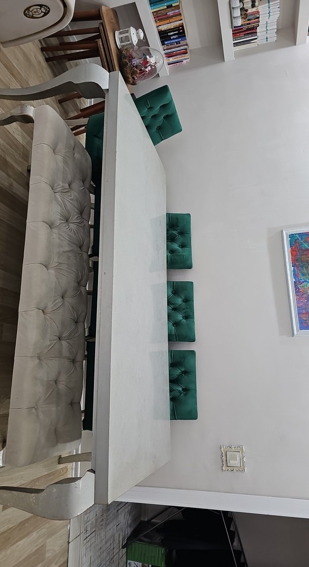 Beyaz Mermer Görünümlü Dekoratif Masa - Görsel 2