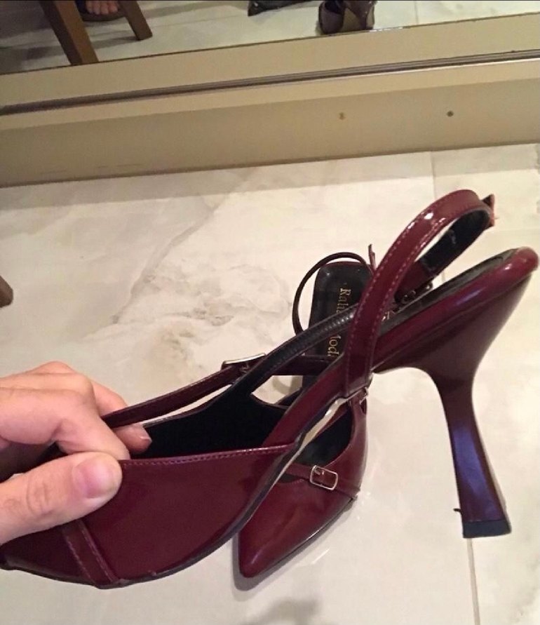 Bordo Deri Tokalı Stiletto Kadın Ayakkabı - Görsel 2