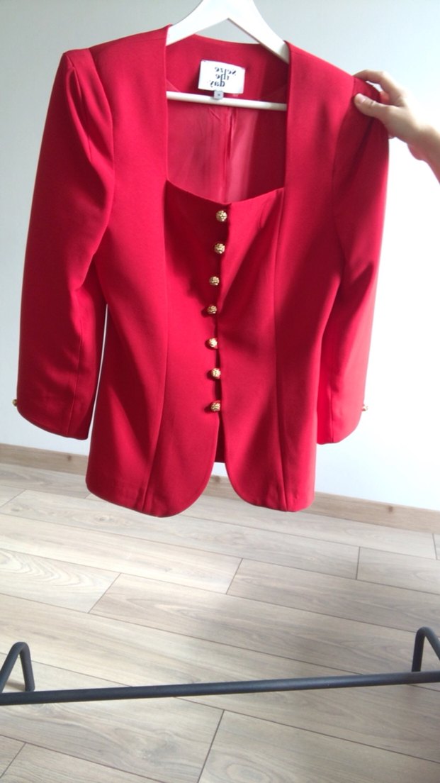 Kırmızı Kadın Blazer - Görsel 3