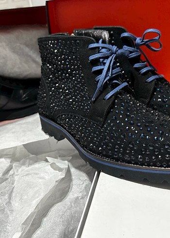 Mavi Parlak TaşlıÇok Şık  Erkek Bot 40 Numara - Görsel 4