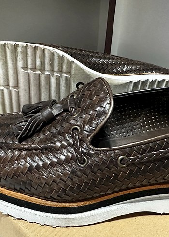 Kahverengi ÇOK ŞIK Deri Erkek Klasik Örgülü Püsküllü Ayakkabı 40 - Görsel 8