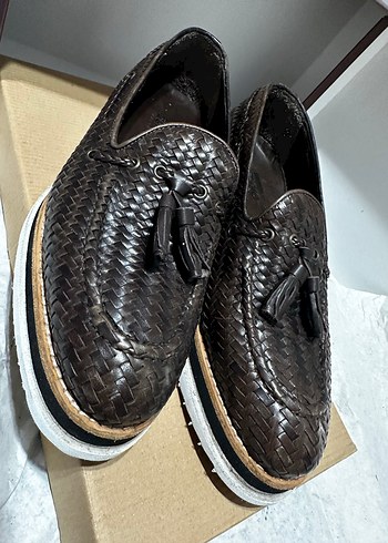 Kahverengi ÇOK ŞIK Deri Erkek Klasik Örgülü Püsküllü Ayakkabı 40 - Görsel 2
