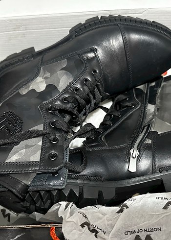 Siyah Kamuflaj Desenli Erkek Biker Bot 40 Numara - Görsel 5