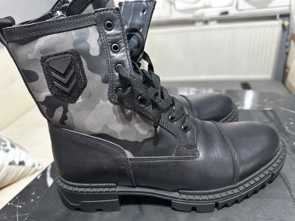 Siyah Kamuflaj Desenli Erkek Biker Bot 40 Numara - Görsel 2