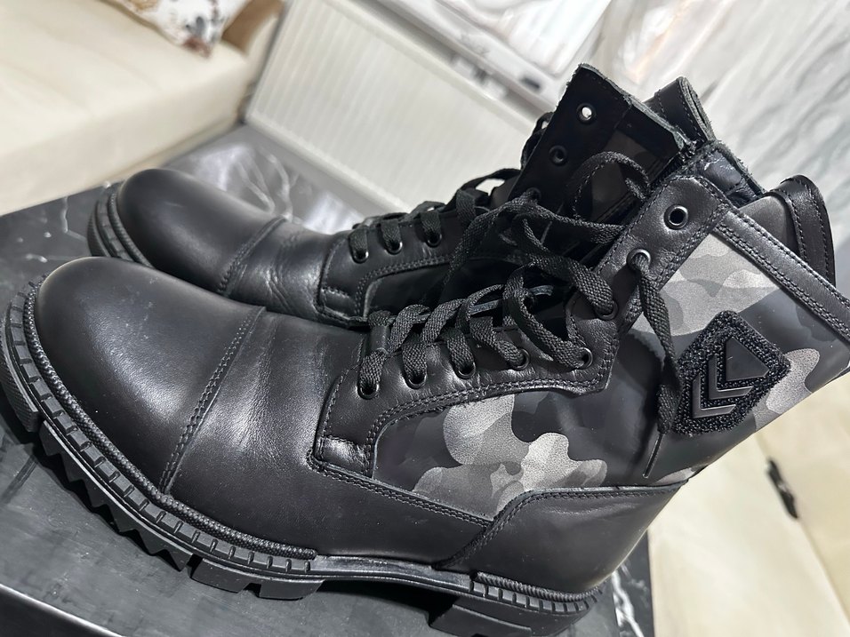 Siyah Kamuflaj Desenli Erkek Biker Bot 40 Numara - Görsel 4
