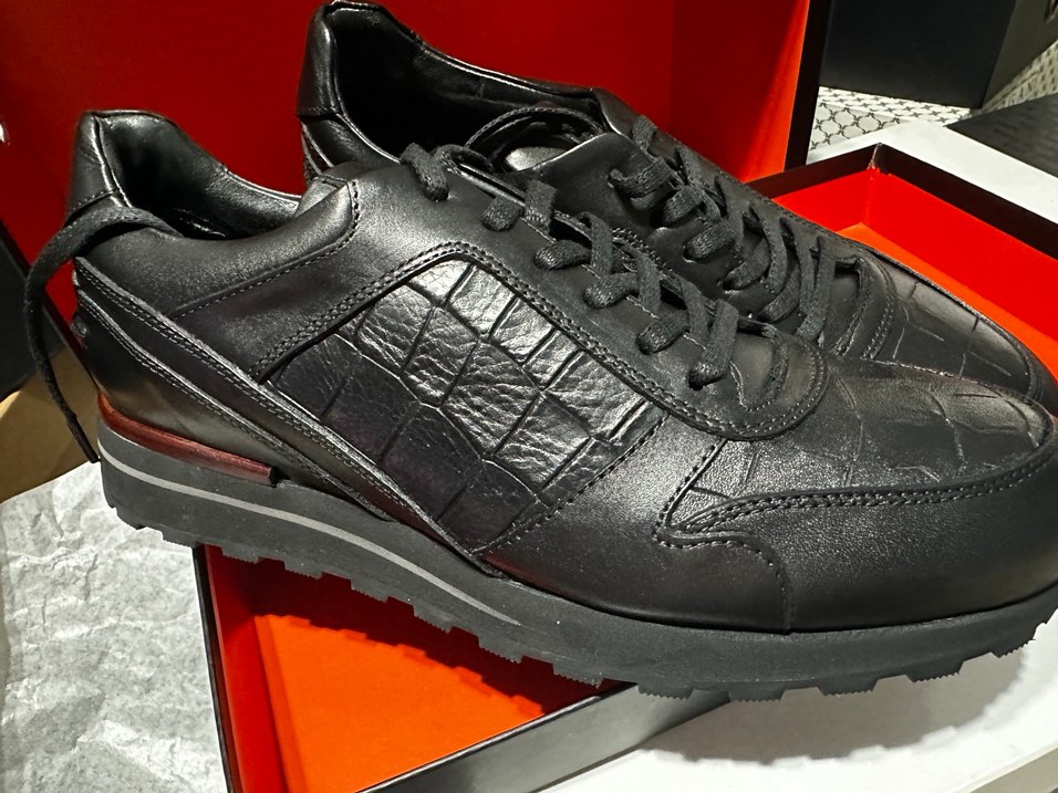 Siyah Yılan Desenli Bağcıklı Çok Rahat Erkek Spor Ayakkabı - Görsel 3