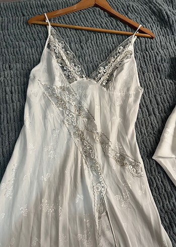 Nakışlı Uzun Bohem Kadın Sabahlık 2 li - Görsel 3