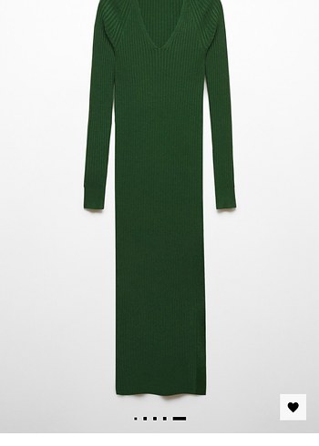 Mango nervürlü v yaka elbise - Görsel 4