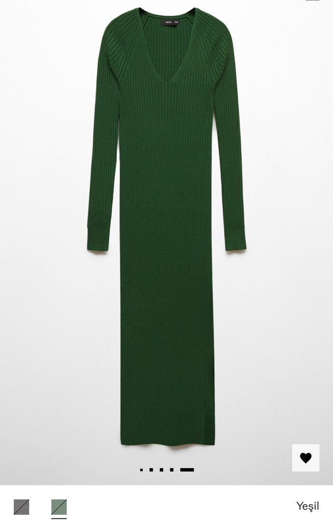 Mango nervürlü v yaka elbise - Görsel 4