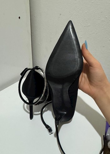 MANGO Taşlı Şeritli Siyah Stiletto - Görsel 7