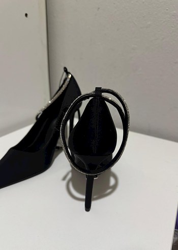 MANGO Taşlı Şeritli Siyah Stiletto - Görsel 6