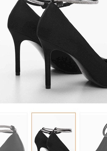 MANGO Taşlı Şeritli Siyah Stiletto - Görsel 2