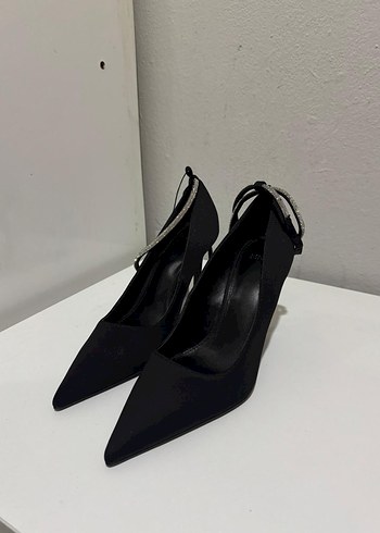 MANGO Taşlı Şeritli Siyah Stiletto - Görsel 5