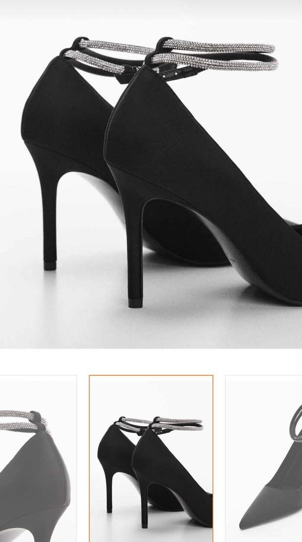 MANGO Taşlı Şeritli Siyah Stiletto - Görsel 2