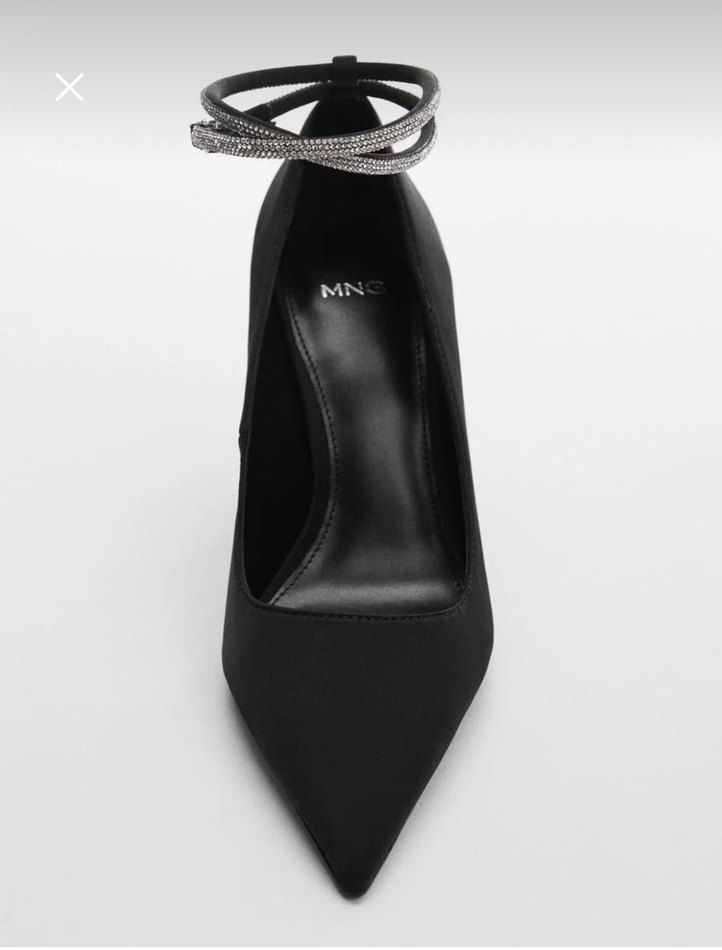 MANGO Taşlı Şeritli Siyah Stiletto - Görsel 3