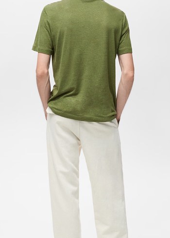 Mango Erkek Kısa Kollu Keten Polo Tişört - Görsel 3