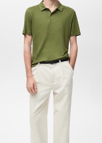 Mango Erkek Kısa Kollu Keten Polo Tişört - Görsel 2