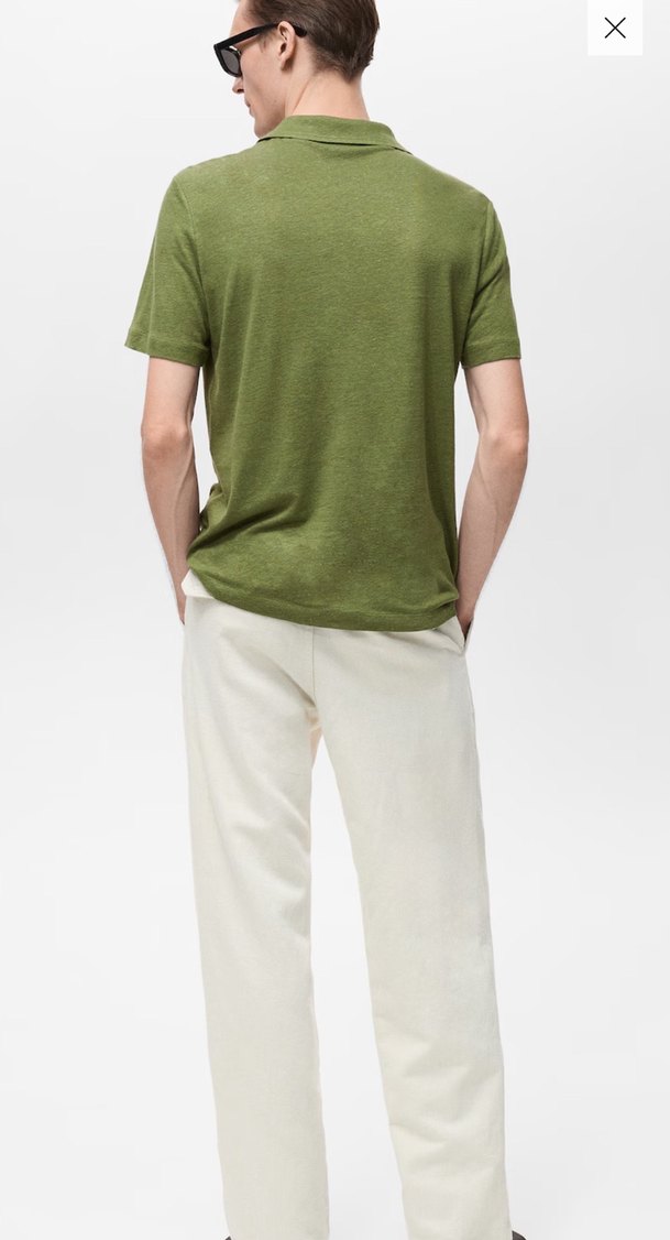 Mango Erkek Kısa Kollu Keten Polo Tişört - Görsel 3