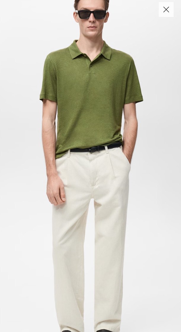 Mango Erkek Kısa Kollu Keten Polo Tişört - Görsel 2