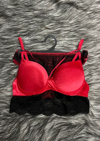 Kırmızı  Dantelli Sütyen Takımı - Görsel 2