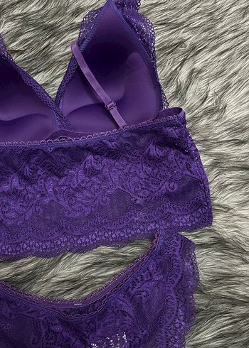 Mor Dantel Mini Bohem Sütyen Takımı - Görsel 5