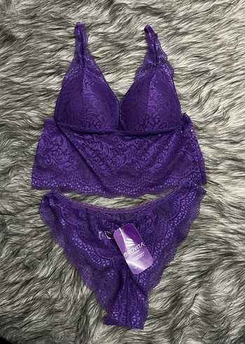 Mor Dantel Mini Bohem Sütyen Takımı - Görsel 2