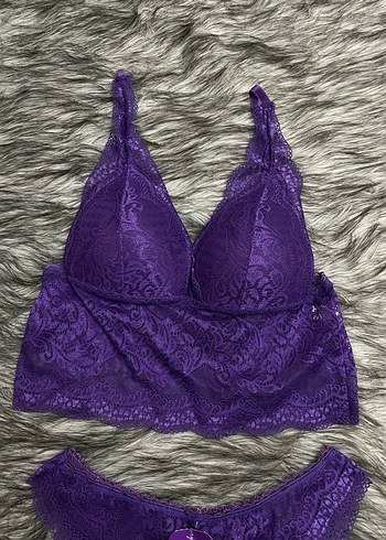 Mor Dantel Mini Bohem Sütyen Takımı - Görsel 3