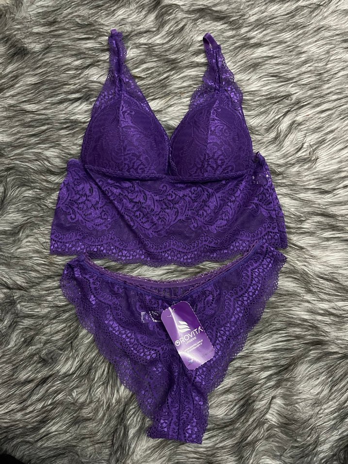 Mor Dantel Mini Bohem Sütyen Takımı - Görsel 2