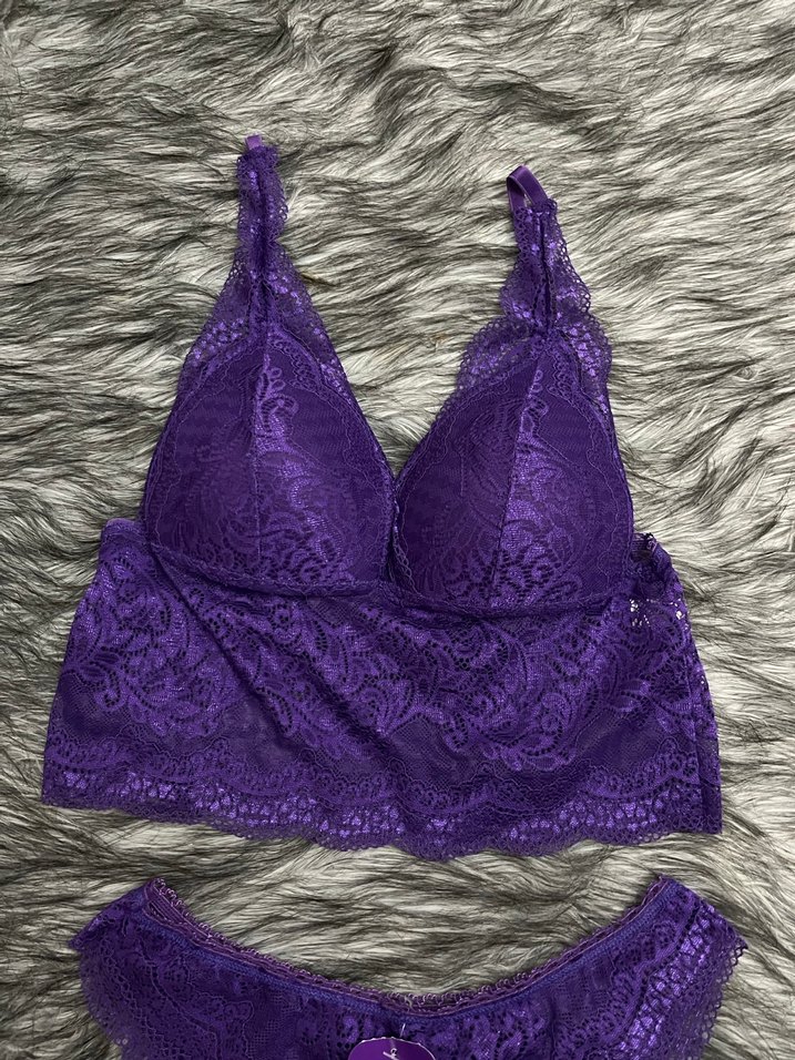 Mor Dantel Mini Bohem Sütyen Takımı - Görsel 3