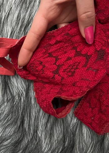 Koyu Kırmızı Dantel Sütyen - Görsel 4