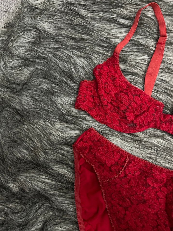 Koyu Kırmızı Dantel Sütyen - Görsel 3