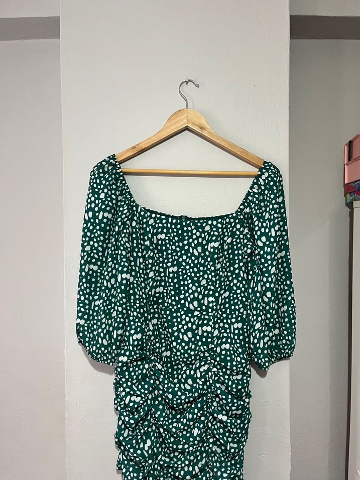 Zara Pileli Puantiyeli Mini Elbise - Görsel 3