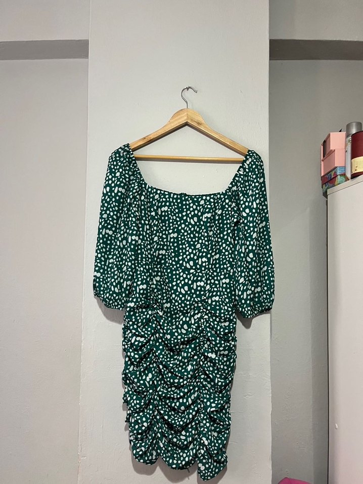 Zara Pileli Puantiyeli Mini Elbise - Görsel 2