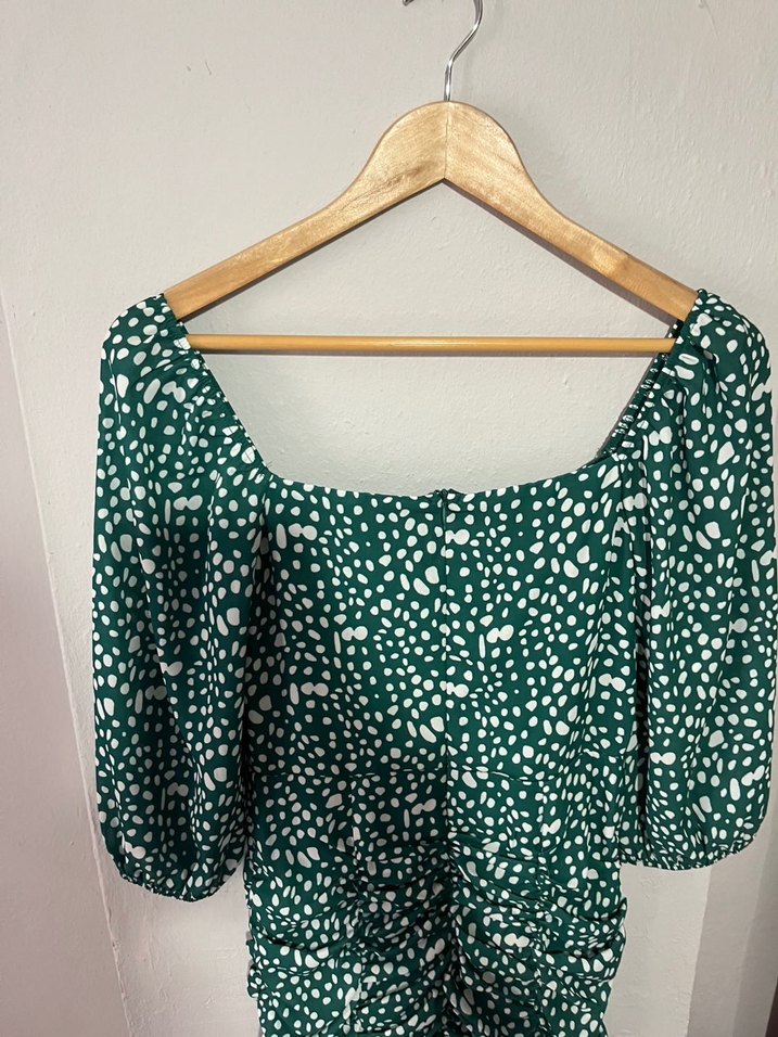 Zara Pileli Puantiyeli Mini Elbise - Görsel 4