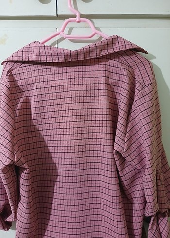 Pembe Ekose Desenli Kadın Gömlek - Görsel 3