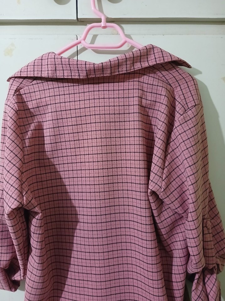 Pembe Ekose Desenli Kadın Gömlek - Görsel 3